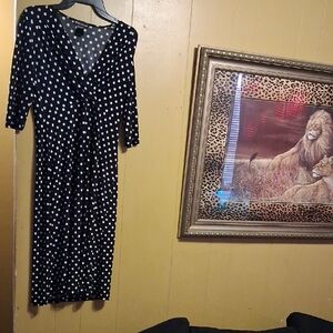 Made In Heavev Black and White Polka Dot Long Sleeve Dress